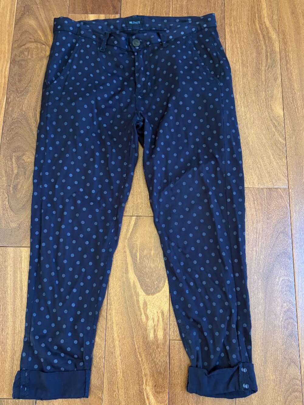 Hudson Jeans Jamie polka dot casual slim chino pants with rolled cuff